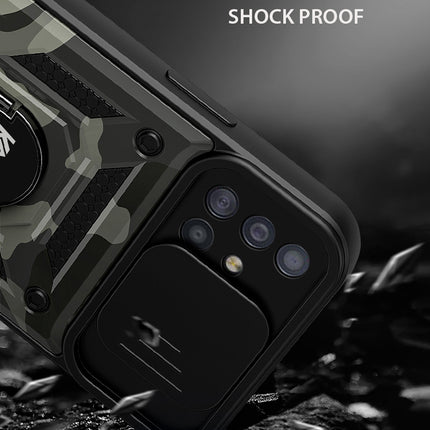 Tank Back Cover for Samsung Galaxy A71 , Inbuilt Ring & Slider [Military Grade Protection] Shockproof Lens Protection Case (Black)