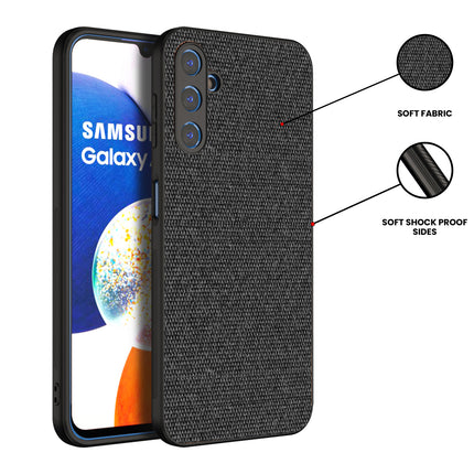 Mobizang Soft Full Fabric Protective Back Case Cover for Samsung Galaxy A14 (5G) | Shockproof Slim Hard Anti Slip Back Case (Black)