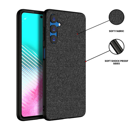 Kapa Soft Full Fabric Protective Back Case Cover for Samsung Galaxy F54 | Shockproof Slim Hard Anti Slip Back Case (Black)