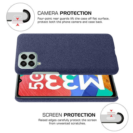 Mobizang Woven Soft Fabric Case for Samsung Galaxy M33 (5G) Back Cover,  Shock Protection Slim Hard Anti Slip Back Cover (Blue)