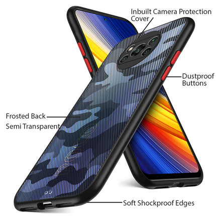 Camouflage Paper Thin Back Cover for Poco X3 Pro / Poco X3 , Super Slim Matte Translucent Full Protection Back Case (Black)