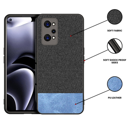 Soft Fabric & Leather Hybrid Protective Case Cover for Realme GT Neo 2 (Black,Blue)