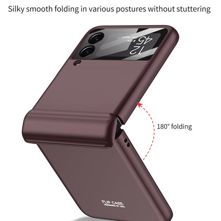 Mobizang Ultra Thin Back Cover for Galaxy Z Flip4 , Magnetic Hinge Protection and Inbuilt Glass Window Protection , Burgundy