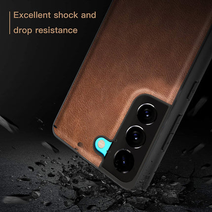 Tux Back Case For Samsung Galaxy S21 FE , Slim Leather Case with Soft Edge Shockproof Back Cover (Brown)