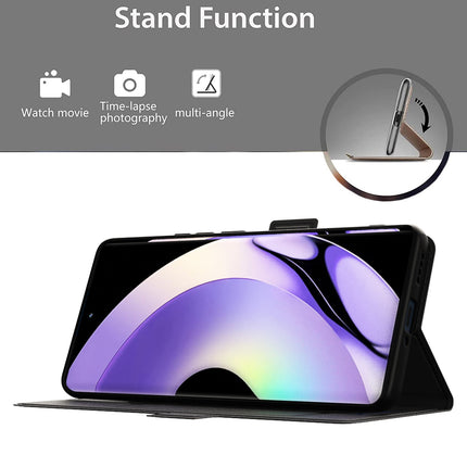 Mobizang Noble Slim Magnetic Leather Flip Case Cover for Realme 10 PRO PLUS | Card Holder Stand Leather Flip Wallet Case (Black)