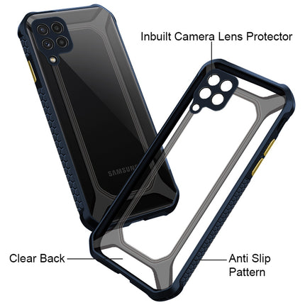Unicorn for Samsung Galaxy A22 (4G) Clear Back Case, [Military Grade Protection] Shock Proof Slim Hybrid Bumper Cover (Blue)