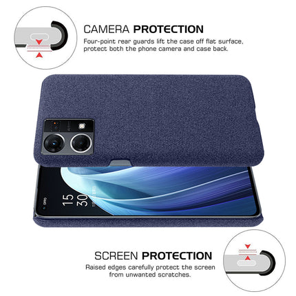 Mobizang Woven Soft Fabric Case for Oppo F21 PRO, 4G Back Cover,  Shock Protection Slim Hard Anti Slip Back Cover (Blue)