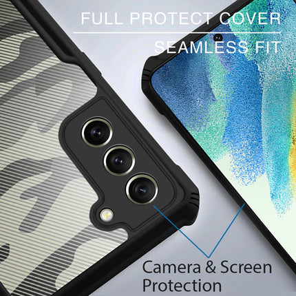 Beetle Camouflage for Samsung Galaxy S21 FE Back Case, [Military Grade] Shockproof Slim Hybrid Cover (Black)