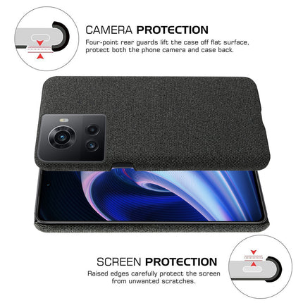 Mobizang Woven Soft Fabric Case for OnePlus 10R  Back Cover,  Shock Protection Slim Hard Anti Slip Back Cover (Black)
