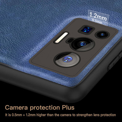 Tux Back Case For Vivo X70 Pro , Slim Leather Case with Soft Edge Shockproof Back Cover (Blue)