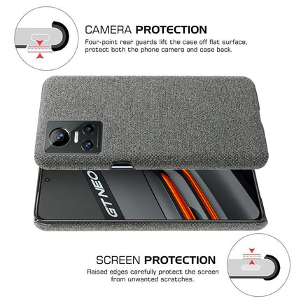 Mobizang Woven Soft Fabric Case for Realme GT Neo 3 (5G) Back Cover,  Shock Protection Slim Hard Anti Slip Back Cover (Grey)