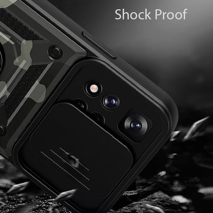 Tank Back Cover for Xiaomi 11i Hypercharge  (5G) , Inbuilt Ring + Slider Shockproof Lens Protection Case (Black)
