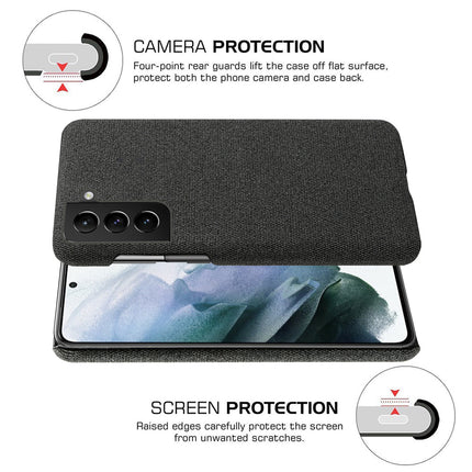 Woven Soft Fabric Case for Samsun Galaxy S21 FE Back Cover, Shock Protection Slim Hard Anti Slip Back Cover (Black)