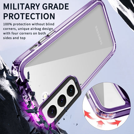 Mobizang Warrior Acrylic Clear Back Cover For Samsung Galaxy S23 Plus | Slim Shockproof [Military Grade Protection] Hybrid Bumper Case (Purple Sides)