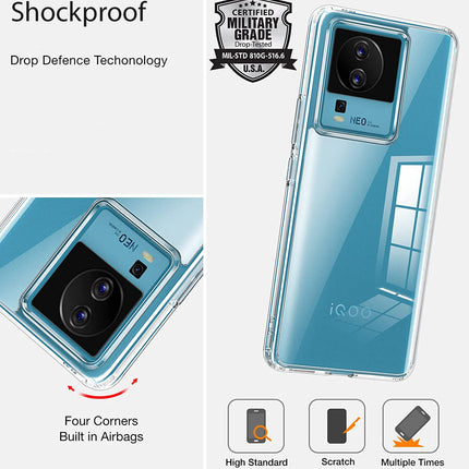 Mobizang Shield Clear Acrylic Back Shock Proof Case Cover for Iqoo Neo 7 (Transparent)