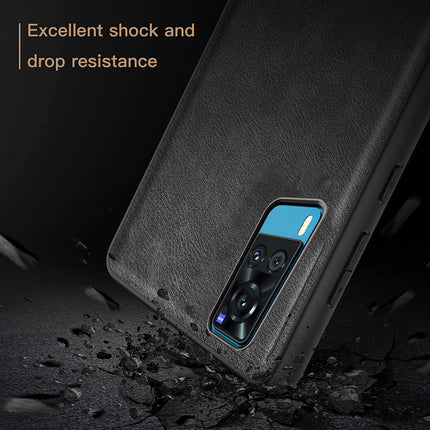Tux Back Case for Vivo X60 , Slim Leather Case with Soft Edge Shockproof Back Cover (Black)