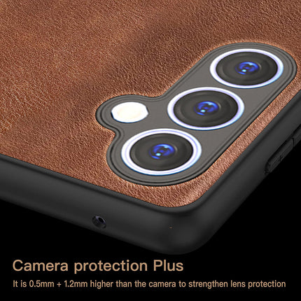 Mobizang Tux Leather Back Cover for Samsung Galaxy F34 (5G) / M34 (5G) | Slim Shockproof Camera Protection Bumper Case (Brown)