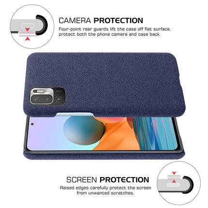 Woven Soft Fabric Case for Poco M3 Pro Back Cover, Shock Protection Slim Hard Anti Slip Back Cover (Blue)