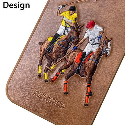 Santa Barbara Polo Jockey Series Luxury Leather Back Case Cover for Apple iPhone 13 Pro Max (6.7), Brown