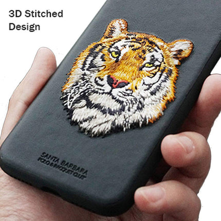 Santa Barbara Roar Series Luxury Leather Back Cover for Apple iPhone 13 , Black