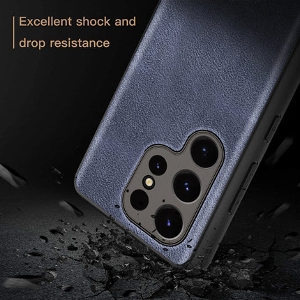 Mobizang Tux Leather Back Cover for Samsung Galaxy S24 Ultra | Slim Shockproof Camera Protection Bumper Case (Blue)
