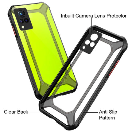 Unicorn for Vivo V21 (5G) Clear Back Case, [Military Grade Protection] Shock Proof Slim Hybrid Bumper Cover (Black)