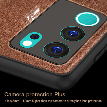 Mobizang Tux Leather Back Cover for Vivo V29 (5G) / Vivo V29 Pro (5G) | Slim Shockproof Camera Protection Bumper Case (Brown)