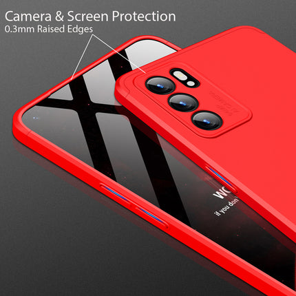 Double Dip Full 360 Protection Back Case Cover for Oppo Reno 6 (5G) (Red)