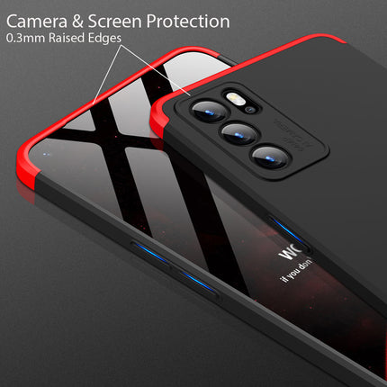 Double Dip Full 360 Protection Back Case Cover for Oppo Reno 6 Pro (5G) (Red,Black)