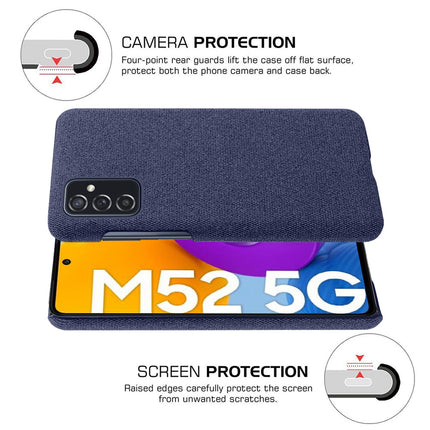 Woven Soft Fabric Case for Samsung Galaxy M52 (5G) Back Cover, Shock Protection Slim Hard Anti Slip Back Cover (Blue)