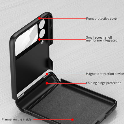 Mobizang Ultra Thin Back Cover for Galaxy Z Flip4 , Magnetic Hinge Protection and Inbuilt Glass Window Protection , Black