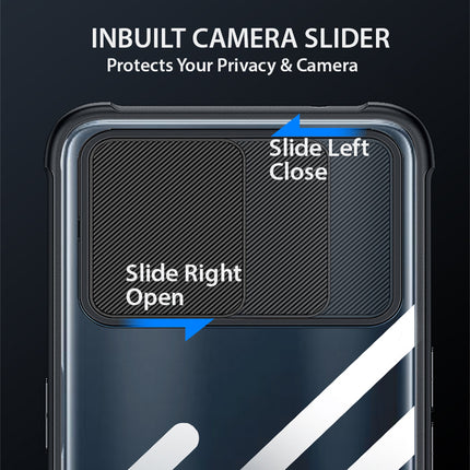 Slider Back Cover for Oppo A54 , [Military Grade Protection] Shockproof Slim Clear Camera Shield Bumper Back Case (Black)