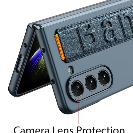 Mobizang Shockproof Protective Band Back Cover for Z Fold 5 | Wrist Strap Case With Inbuilt Screen Tempered Glass , Green