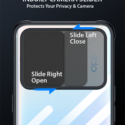 Slider Back Cover for Oppo Reno 5 PRO , [Military Grade Protection] Shockproof Slim Clear Camera Shield Bumper Back Case (Black)