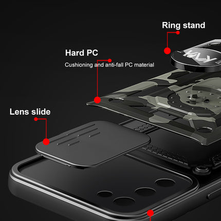 Tank Back Cover for Samsung Galaxy S20 FE , Inbuilt Ring & Slider [Military Grade Protection] Shockproof Lens Protection Case (Black)