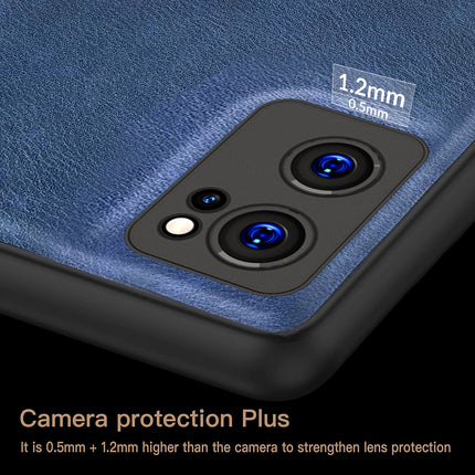 Tux Back Case For Oppo Reno 7 (5G) , Slim Leather Case with Soft Edge Shockproof Back Cover (Blue)