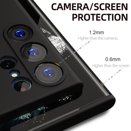 Mobizang Matte Protective Lens Flexible Back Cover for Samsung Galaxy S23 Ultra , Slim Silicone with Soft Lining Shockproof Full Body Bumper Case (Black)
