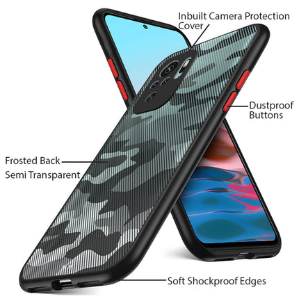 Camouflage Paper Thin Back Cover For Xiaomi Redmi Note 10 /  Note 10S , Super Slim Matte Translucent Full Protection Back Case (Black)