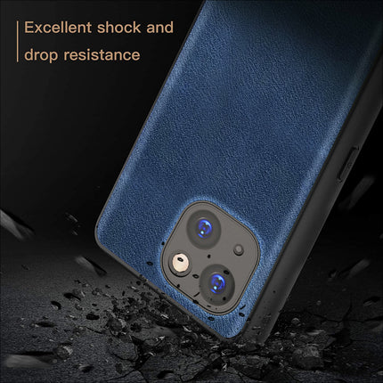 Mobizang Tux Leather Back Cover for Apple iPhone 15 Plus | Slim Shockproof Camera Protection Bumper Case (Blue)