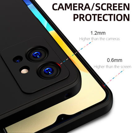 Matte Lens Protective Shockproof Flexible Back Cover for Vivo T1, Slim Silicone with Soft Lining Shockproof Flexible Full Body Bumper Case (Black)