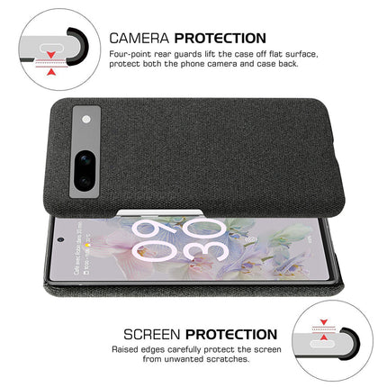 Mobizang Woven Soft Fabric Case for Google Pixel 7A Back Cover , Slim Hard Anti Slip Cover (Black)