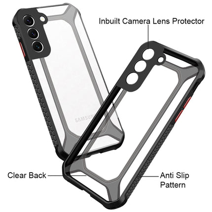 Unicorn for Samsung Galaxy S22 Plus Clear Back Case, [Military Grade Protection] Shock Proof Slim Hybrid Bumper Cover (Black)