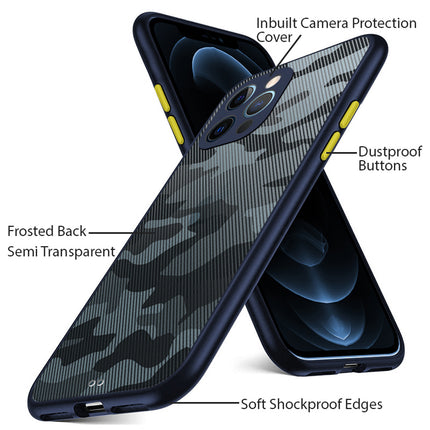 Camouflage Paper Thin Back Cover For Apple iPhone 12 Pro Max (6.7) , Super Slim Matte Translucent Full Protection Back Case (Blue)