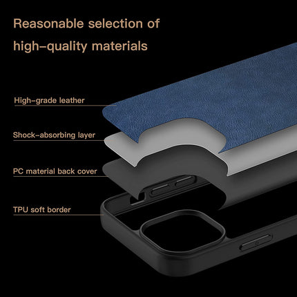 Tux Back Case for Apple iPhone 13 , Slim Leather Case with Soft Edge Shockproof Back Cover (Black,Blue)