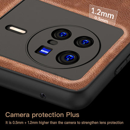 Tux Back Case for Vivo X80 , Slim Leather Case with Soft Edge Shockproof Back Cover (Brown)