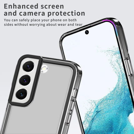 Mobizang Warrior Acrylic Clear Back Cover For Samsung Galaxy S21 FE | Slim Shockproof [Military Grade Protection] Hybrid Bumper Case (Black Sides)