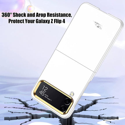 Mobizang Ultra Thin Back Case for Samsung Galaxy Z Flip4, Inbuilt Camera Protecting Ring Back Cover, White
