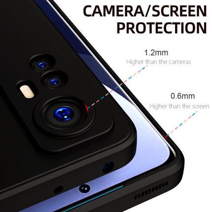 Matte Lens Protective Shockproof Flexible Back Cover for Xiaomi 12 PRO (5G), Slim Silicone with Soft Lining Shockproof Flexible Full Body Bumper Case (Black)