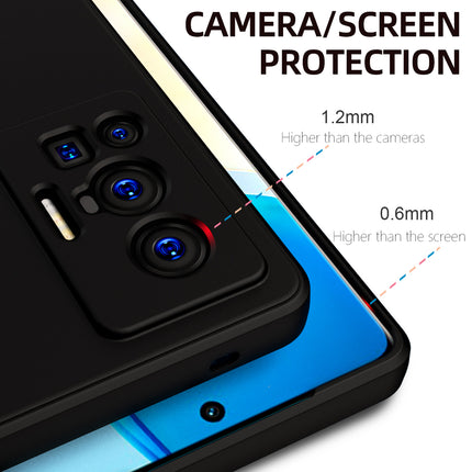Matte Lens Protective Back Cover for Vivo X70 Pro , Slim Silicone with Soft Lining Shockproof Flexible Full Body Bumper Case (Black)