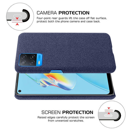 Woven Soft Fabric Case for Oppo A54 (4G) Back Cover, Shock Protection Slim Hard Anti Slip Back Cover (Blue)